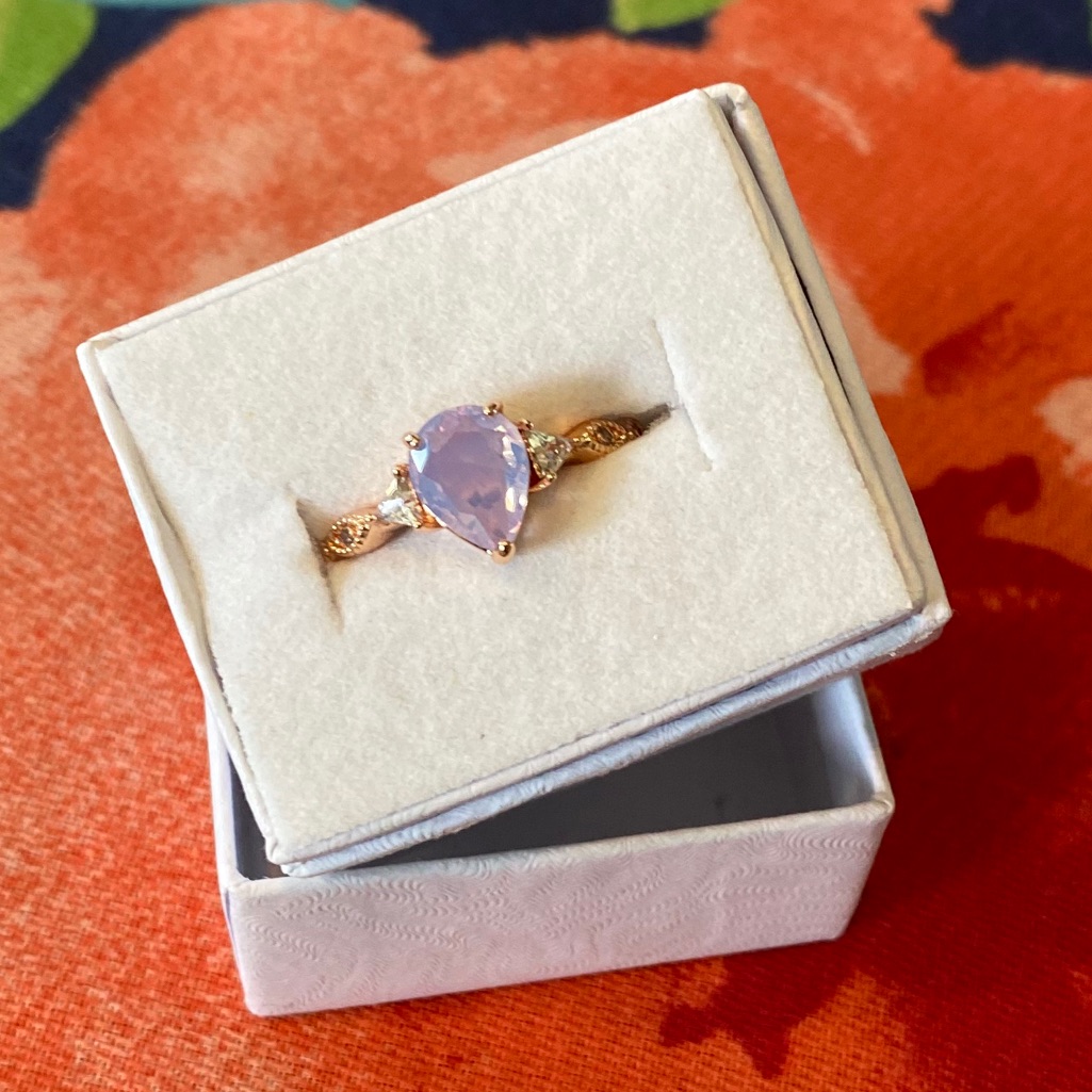 Pink Moonstone Ring In Rose Gold